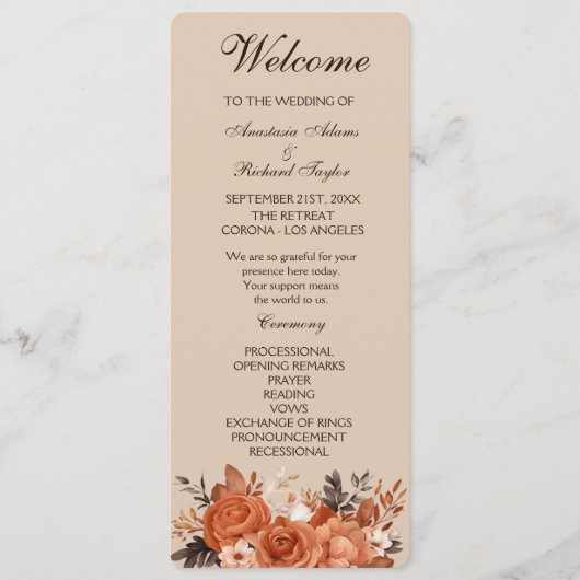 ライトテラコッタと焦げたオレンジ結婚ズ プログラム (正面)