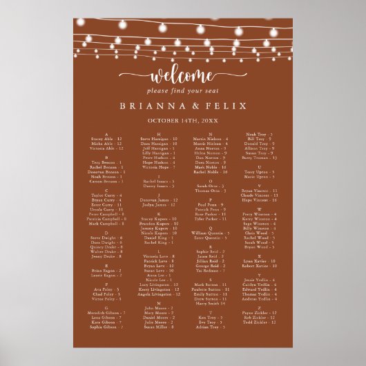 ライトテラコッタアルファベットの座席表 ポスター (正面)