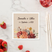 ライトテラコッタ秋フローラ招待状 スタンダードカクテルナプキン (インサイチュ)