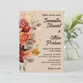 ライトテラコッタ秋フローラ結婚式招待状 招待状 (スタンド正面)