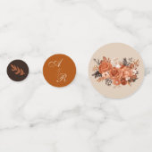 ライトテラコッタ&バーントオレンジモノグラム結婚ズ コンフェッティ (正面)