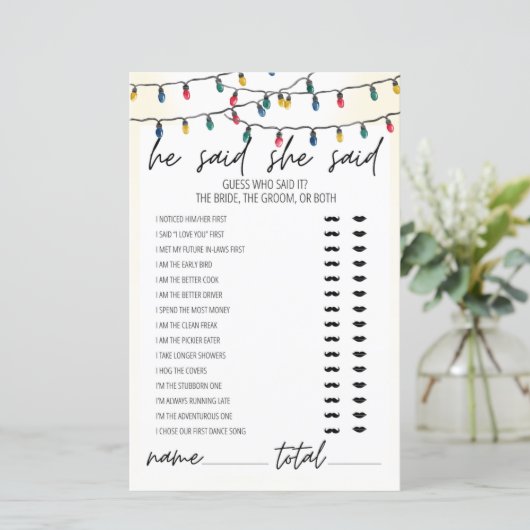 ライトテーマ彼は彼女はブライダルシャワーゲームと言った (スタンド正面)