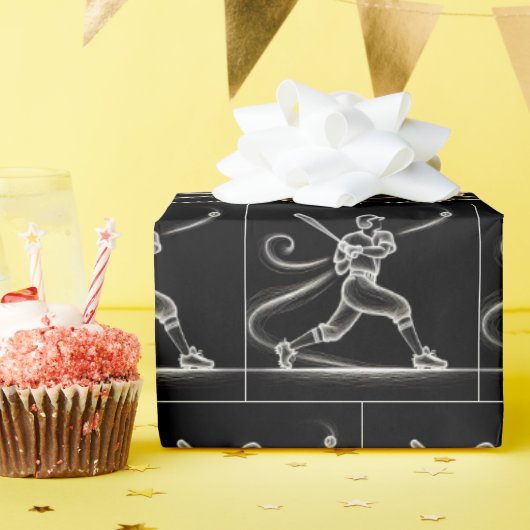 ライトトレイルを持つネオン野球選手 ラッピングペーパー (誕生日パーティー)