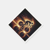 ライトトレイル付きゴールデンネオンバイク スタンダードカクテルナプキン (角)