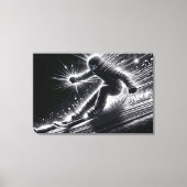 ライトトレイル付きダウンヒルスキーヤー キャンバスプリント (正面)