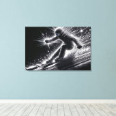 ライトトレイル付きダウンヒルスキーヤー キャンバスプリント (インサイチュ (ウッドフロア))