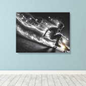 ライトトレイル10代のでスケートボードをする少年 キャンバスプリント (インサイチュ (ウッドフロア))