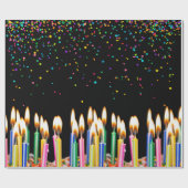 ライトド誕生日キャンドルと紙吹雪 ラッピングペーパー (フラット)
