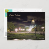 ライトニングザコロラド州キャピトルアフターダーク ポストカード (正面/裏面)