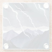 ライトニングストーム｜水彩画の暗い山々 ガラスコースター (裏面)
