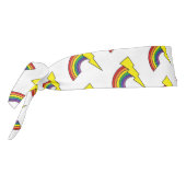 ライトニングボルトとレインボウ付きホワイトヘッドバンド タイヘッドバンド (回転270)