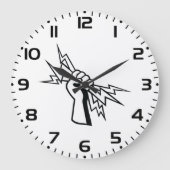 ライトニングボルトを握る拳 強大な力 ラージ壁時計 (正面)