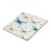 ライトネイビー |アイボリー |トンボと蝶 タイル (側面)