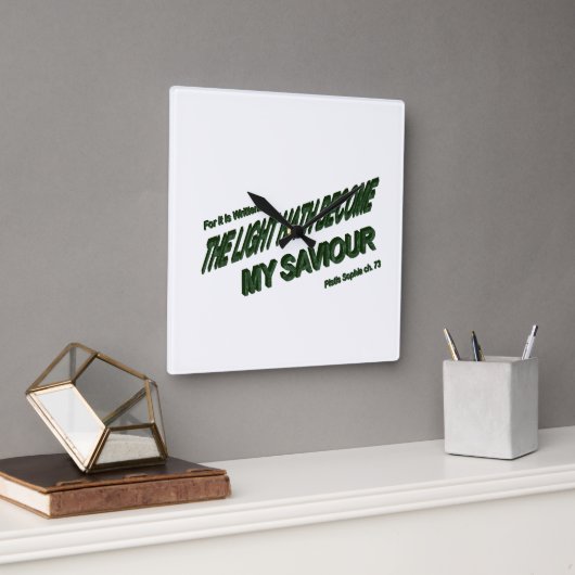 ライトハウスが私の救い主になる – 緑 スクエア壁時計 (オフィス)