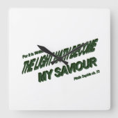 ライトハウスが私の救い主になる – 緑 スクエア壁時計 (正面)