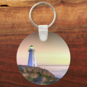 ライトハウスとサンセットの写真 キーホルダー (正面)