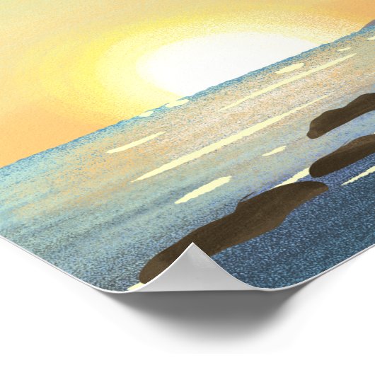 ライトハウスとサンセット ポスター (角)