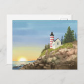 ライトハウスとサンセット ポストカード (正面/裏面)