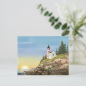 ライトハウスとサンセット ポストカード (スタンド正面)