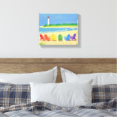 ライトハウスとビーチチェアキャンバス キャンバスプリント (インサイチュ (寝室))