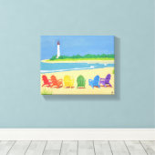 ライトハウスとビーチチェアキャンバス キャンバスプリント (インサイチュ (ウッドフロア))