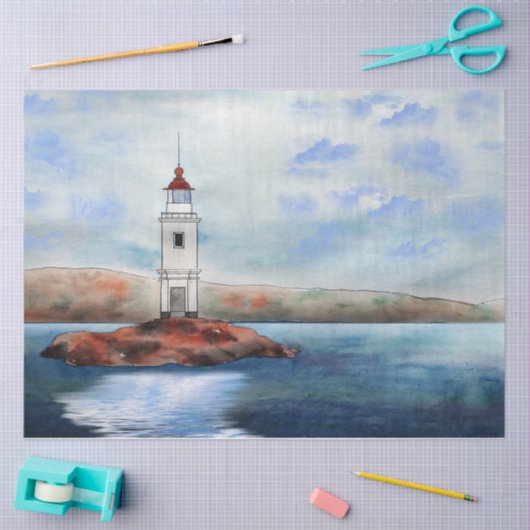 ライトハウスの海水の色の切り離し 薄葉紙 (クラフト)