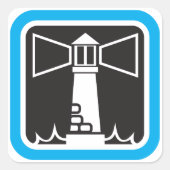ライトハウスはっきりしたビーコン(海波アイコン付き) スクエアシール (正面)