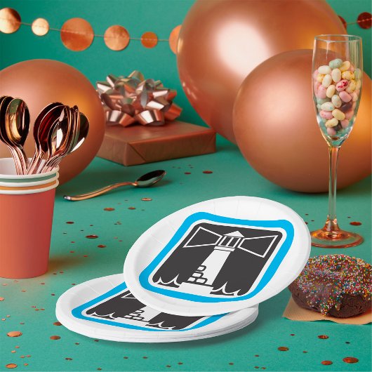 ライトハウスはっきりしたビーコン(海波アイコン付き) ペーパープレート