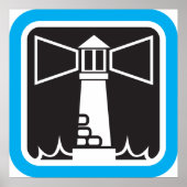ライトハウスはっきりしたビーコン(海波アイコン付き) ポスター (正面)