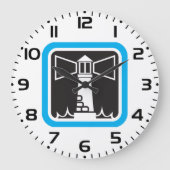ライトハウスはっきりしたビーコン(海波アイコン付き) ラージ壁時計 (正面)