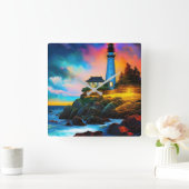 ライトハウスアットサンセット スクエア壁時計 (ホーム)