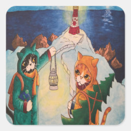 ライトハウスアットナイトキャッツ長方形ステッカー スクエアシール