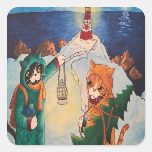 ライトハウスアットナイトキャッツ長方形ステッカー スクエアシール (正面)