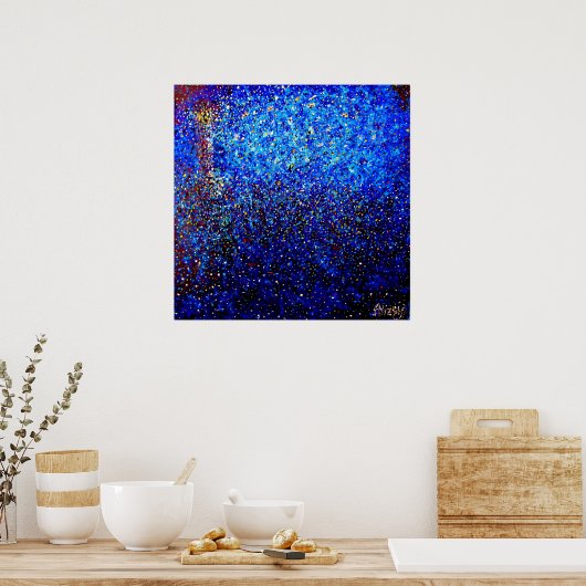 ライトハウスアットナイトポインティリズムファインアートプリント ポスター (キッチン)