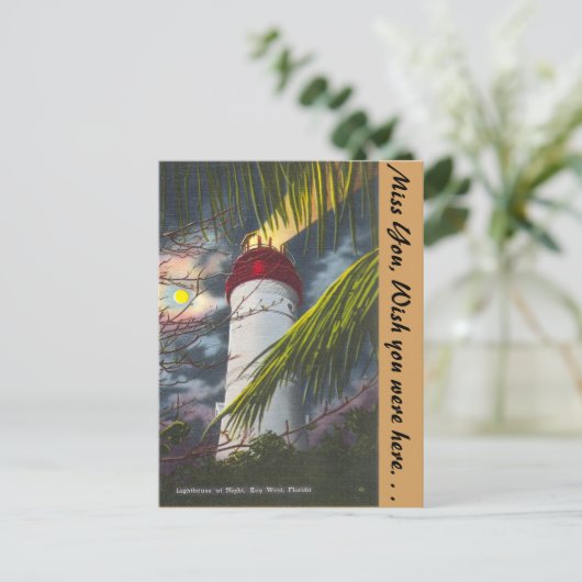 ライトハウスアットナイト鍵ウェスト,フロリダ ポストカード (スタンド正面)