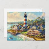 ライトハウスアットハーバータウンサウスカロライナ ポストカード (正面/裏面)