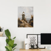 ライトハウスアットビーチプリント、ヴィンテージアート航海の、 ポスター (ホームオフィス)