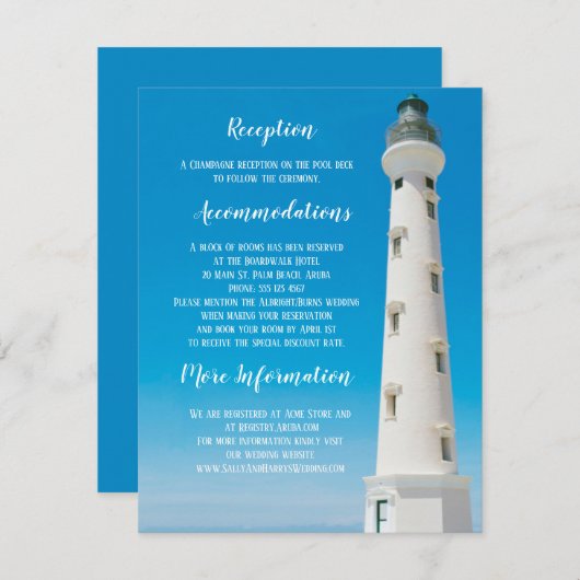 ライトハウスアルバ行き先ウェディングエンクロージャ 招待状 (正面/裏面)