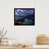 ライトハウスアンダーストーミースカイ ポスター (キッチン)