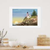 ライトハウスアンドサンセットラージプリント ポスター (キッチン)