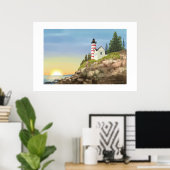 ライトハウスアンドサンセットラージプリント ポスター (ホームオフィス)