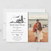 ライトハウスアンドボートシー航海のサイドビーチ結婚式 セーブザデート (正面)