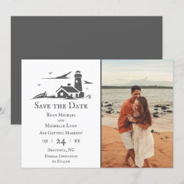 ライトハウスアンドボートシー航海のサイドビーチ結婚式 セーブザデート