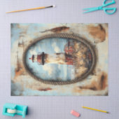 ライトハウスアートとロープ縁どデコページ 薄葉紙 (クラフト)