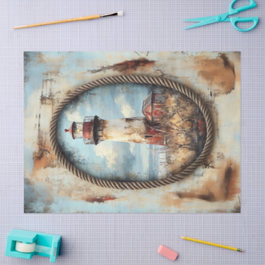 ライトハウスアートとロープ縁どデコページ 薄葉紙 (クラフト)