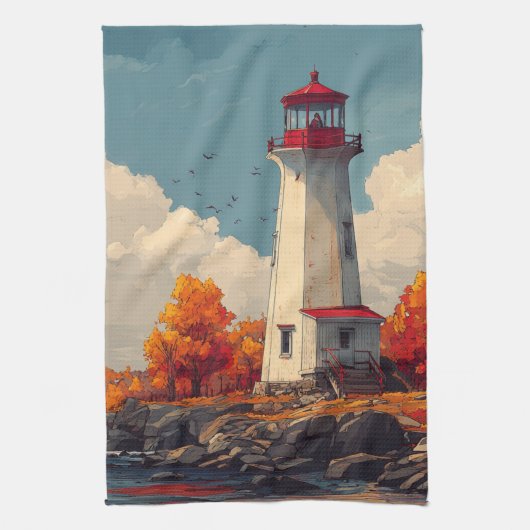 ライトハウスインオータム秋 キッチンタオル (縦)