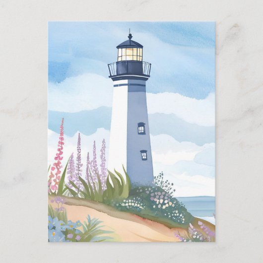 ライトハウスイン開花 | 沿岸水色フローラ ポストカード (正面)