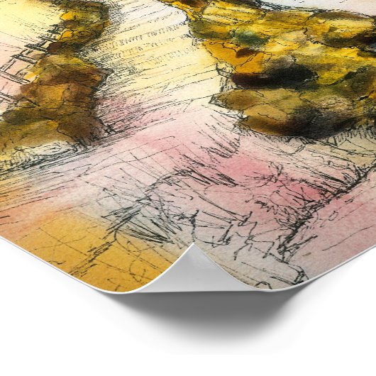 ライトハウスウォーターカラーインク詩編16:11 ポスター (角)