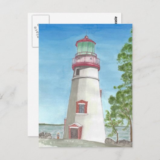 ライトハウスウォーターカラーポストカード ポストカード (正面/裏面)