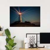 ライトハウスオンアヒル輝くアットナイト ポスター (ホームオフィス)